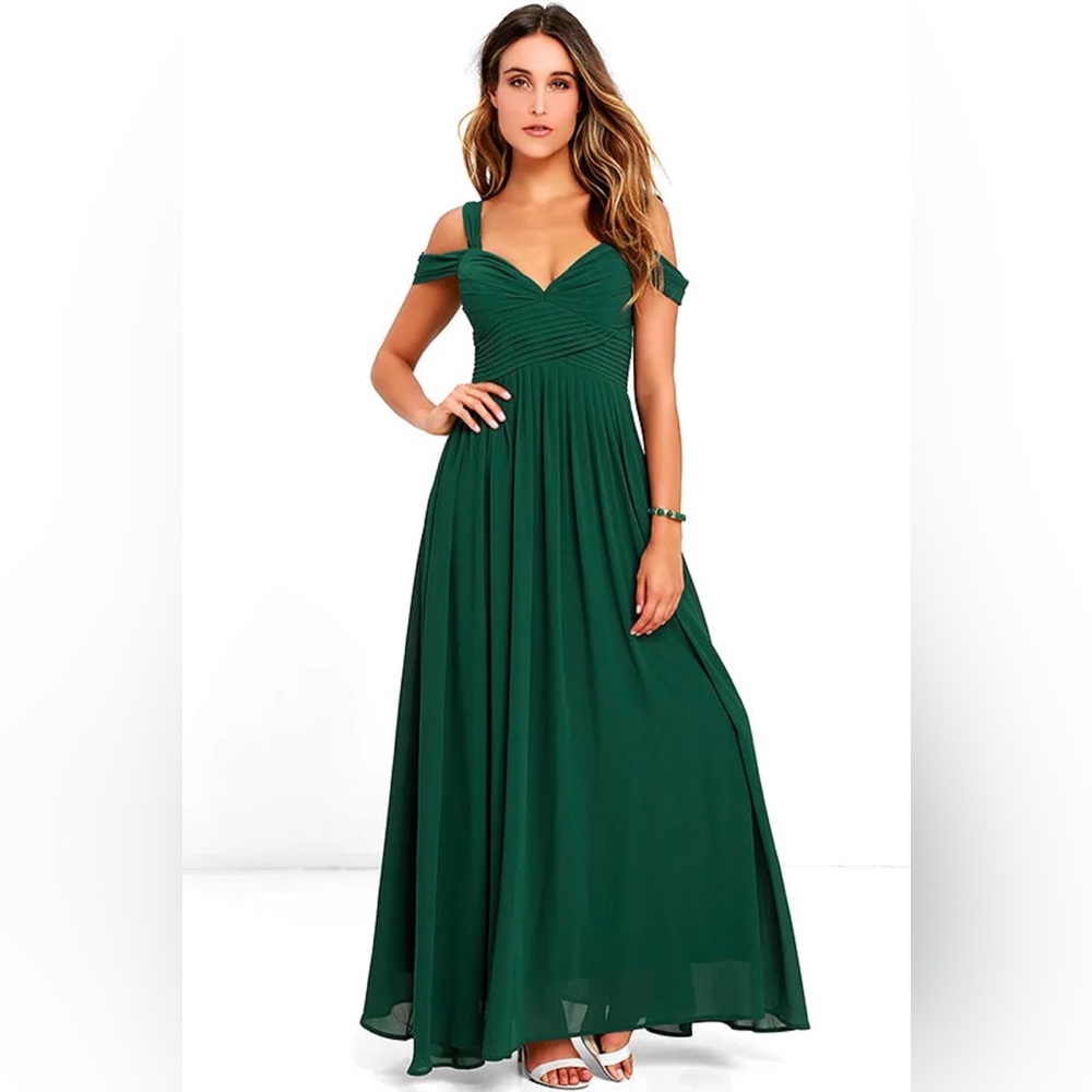 Lulu’s Forest Green Maxi Dress Small